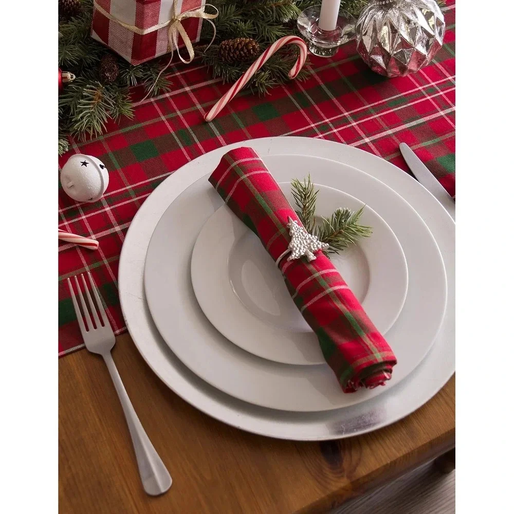 Tartan‎ Holly Plaid Christmas Table Runner, 14x108, Red & Green